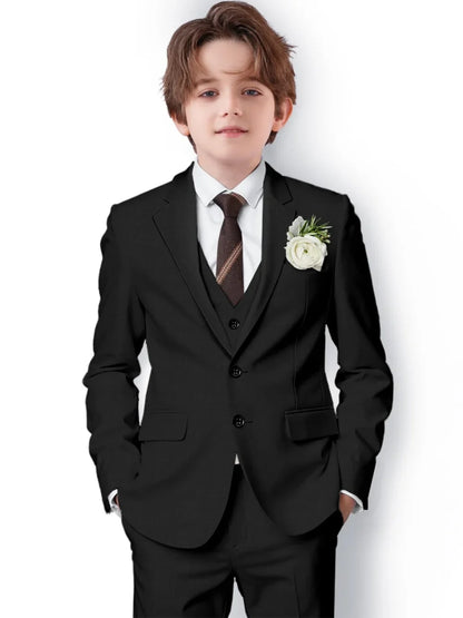 New Boys Slim Fit Suits 3 Pieces For Birthday Party Notched Lapel Kids Formal Suit Set Wedding Ring Bearer Outfit 2-20T