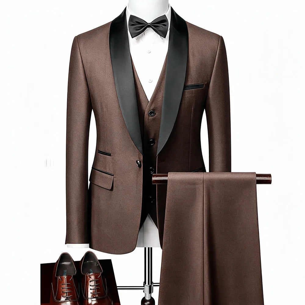 Ensemble costume homme 3 pièces : veste, gilet et pantalon / Affaires, marié, mariage, robe formelle, blazer, pantalon, gilet