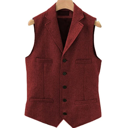 Men's Herringbone Vest – Single Breasted Waistcoat for Wedding & Formal Occasions