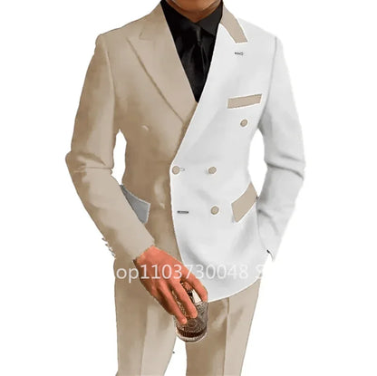 Costume Homme 2 Pièces Slim Fit de Style Tendance pour Mariage, Revers Pointu, Blazer, Pantalon, Tenue de Marié Formelle Affaires