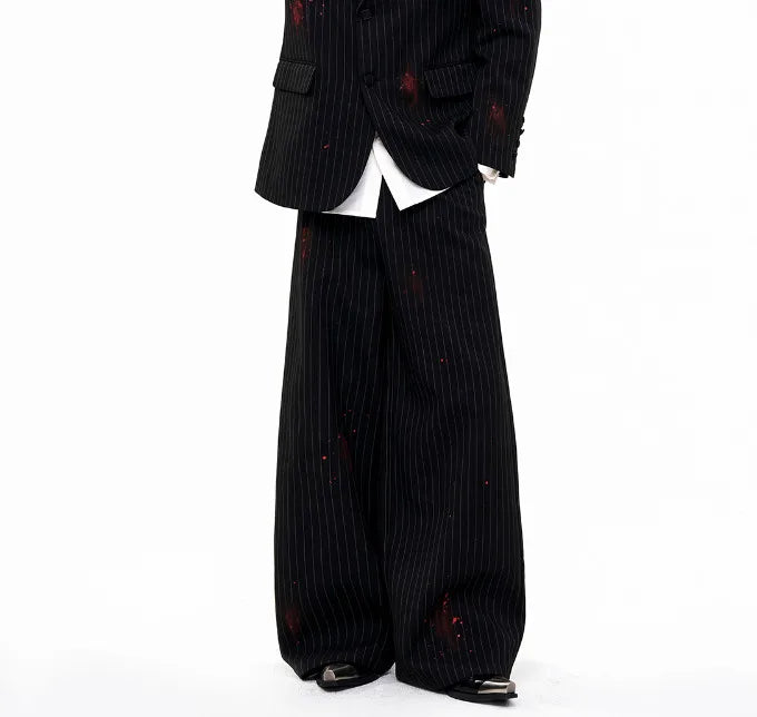 Ink Ejection Tie-dyed Pattern Stripe Printed Shoulder Pad Blazer Coat Men 2025 New Original Luxury Handsome Jacket JY4551