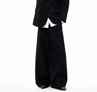 Ink Ejection Tie-dyed Pattern Stripe Printed Shoulder Pad Blazer Coat Men 2025 New Original Luxury Handsome Jacket JY4551