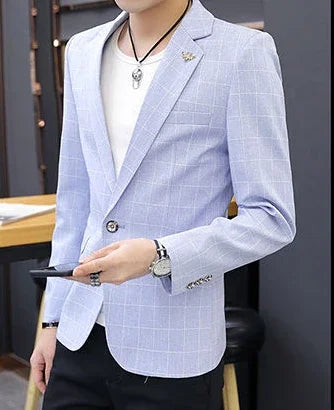 Party Linen Gray Men's Suit Jackets Single Breasted Coat Male Blazer Summer New in Simple Clothing Fashion 2025 Casual Classic
