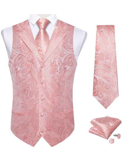 Men's Paisley Suit Vest & Tie Set – Formal Waistcoat with Necktie Pocket Square, Perfect for Weddings and Business Events