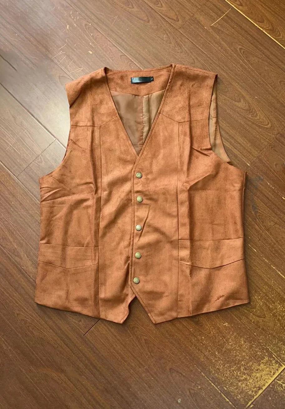 Men's Plus Size Fleece Vest V-Neck Single Breasted Smart Casual Waistcoat for Weddings & Business