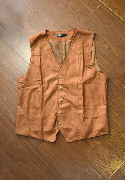 Men's Plus Size Fleece Vest V-Neck Single Breasted Smart Casual Waistcoat for Weddings & Business