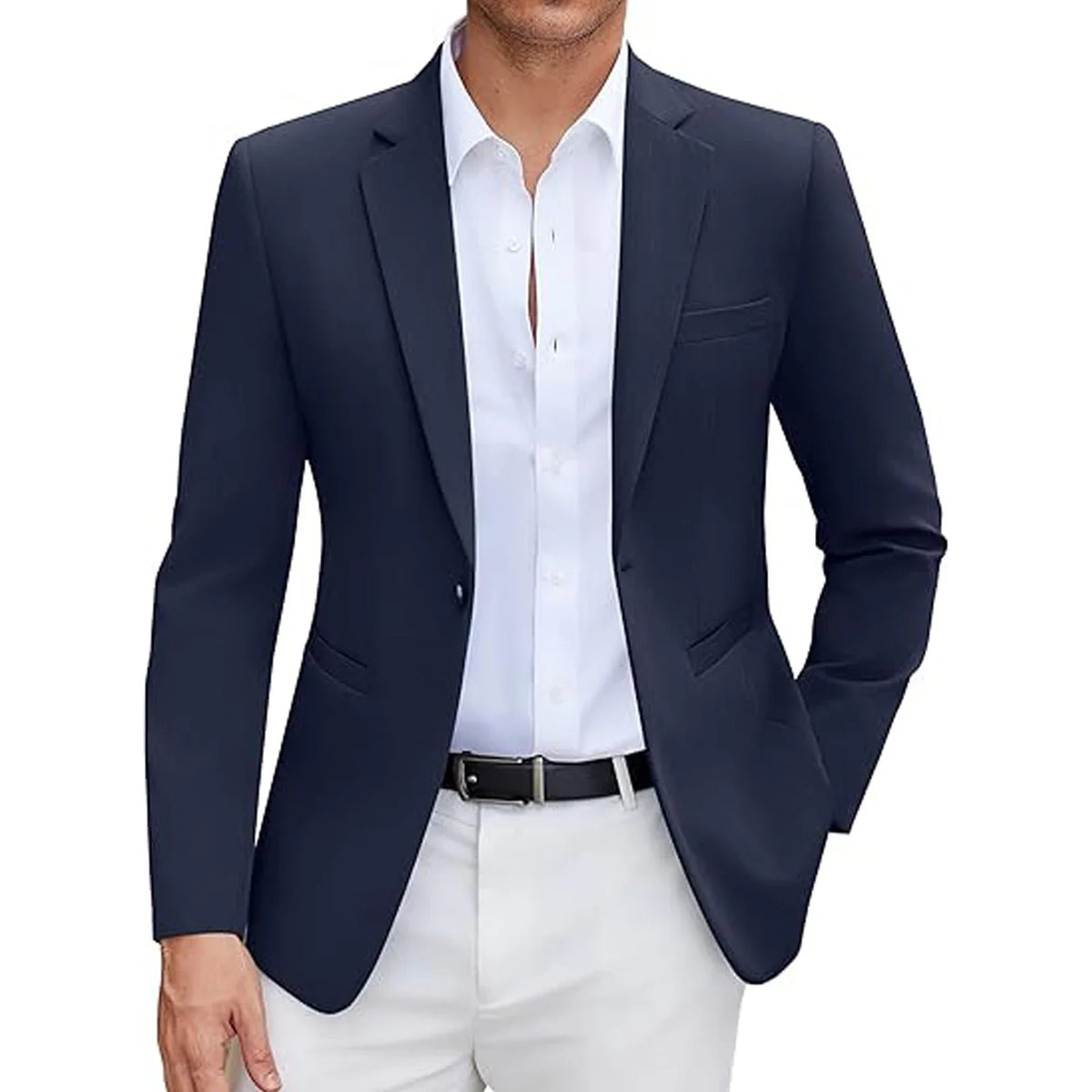 Men's Casual Blazer Slim Fit Suit Jacket Lightweight One Button Formal Business Sport Coats for Wedding Prom Party Office New