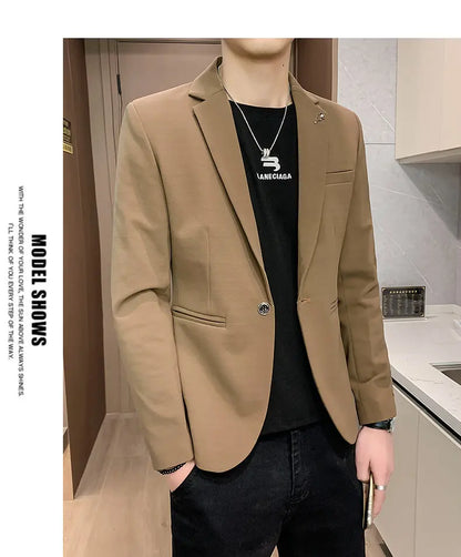 Blazer Outdoor Men's Velvet Fashion Business Korean-style Travel Wedding Solid Color Slimming Casual High Formal Wear Blazer