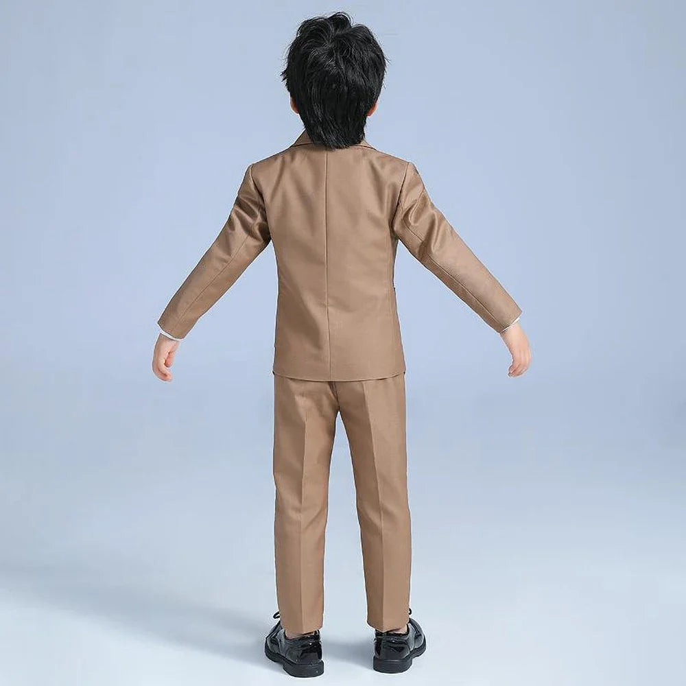 Latest Design Boy Suits 2 Piece High-end Peak Lapel Single Breasted Wear Formal Casual Daily Costume Child Wedding Tuxedo