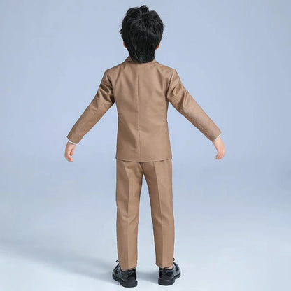 Latest Design Boy Suits 2 Piece High-end Peak Lapel Single Breasted Wear Formal Casual Daily Costume Child Wedding Tuxedo