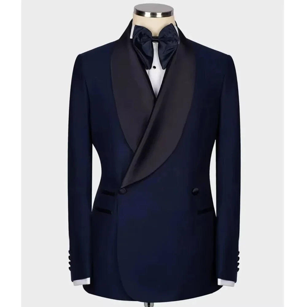1 Piece One Button Men's Blazer Set Shawl Lapel Business Suit Wedding Tuxedos Prom Groom British Style Tailored Coat
