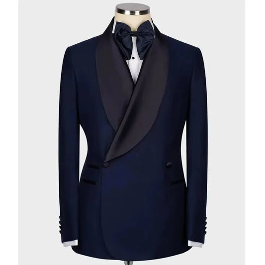 1 Piece One Button Men's Blazer Set Shawl Lapel Business Suit Wedding Tuxedos Prom Groom British Style Tailored Coat