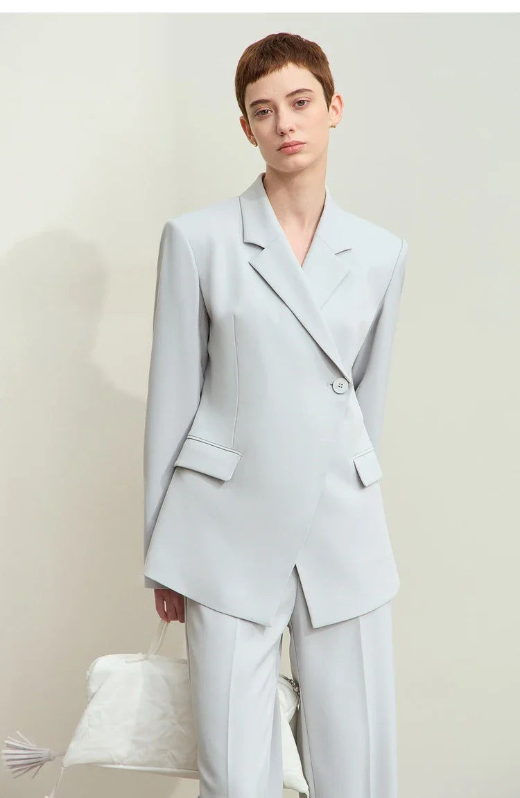Minimalism 2024 Autumn New Blazers Women Notched Basic Quality Fashion Long Professional Jacket Women's Clothing 12443051