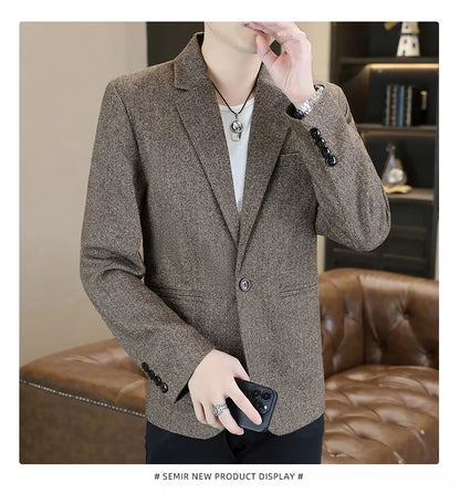 Blazer Men's Fashion Business Gentleman Groom Professional Gentleman Form-fitting Versatile Casual Formal Wear High-end Blazer