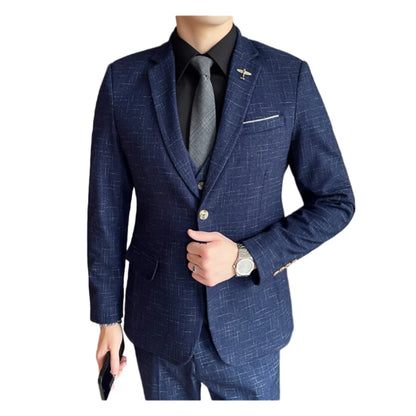 Suit  Men's Fashion Banquet Slimming Striped Dance Singer Trendy Host Casual Wedding Banquet Dress Male Star Performance Suit