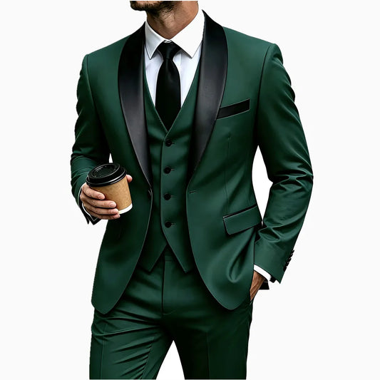 Ensemble 3 Pièces Costume Formel Slim Fit Smoking Bal Hommes Mariage Blazers Haute Qualité Garçon d'Honneur Affaires Banquet Fête
