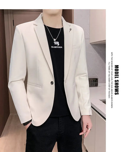 Blazer Outdoor Men's Velvet Fashion Business Korean-style Travel Wedding Solid Color Slimming Casual High Formal Wear Blazer