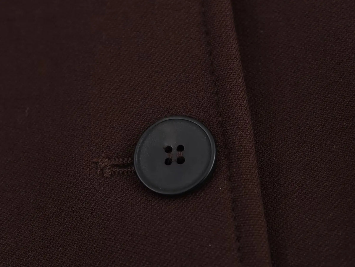 Women Fall Vintage Elegant Blazer Lapel Cinched-Waist Brown Blazer 2025 Autumn Fashion High Street Commute Lady Suit