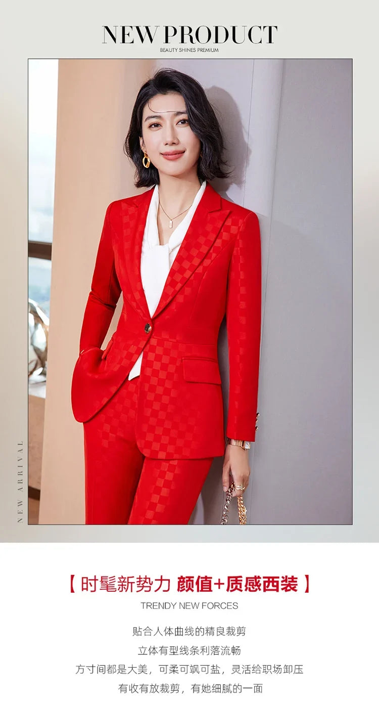 Fashionable professional business women's clothing, high-quality two-piece pants + blazer, elegant and charming2026