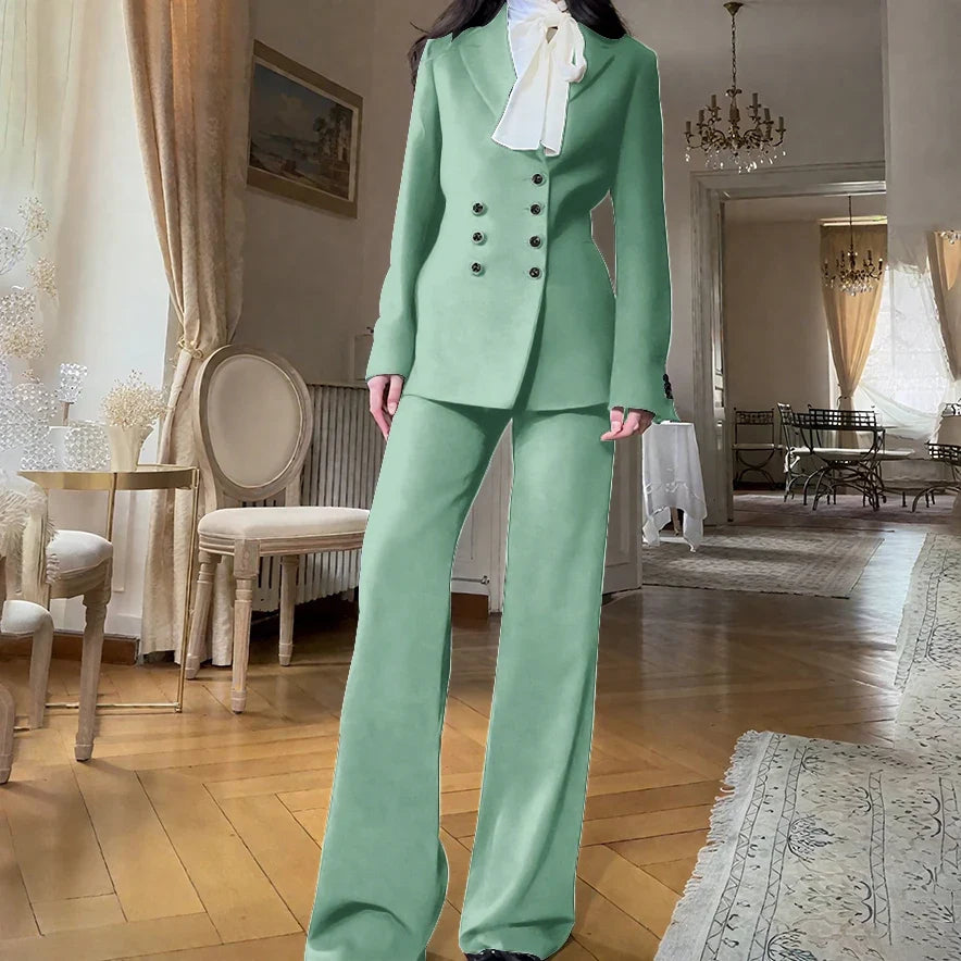 2025 New Women Casual Blazer Suit Set with Double-breasted Office Formal Pant Suit Separates Slim Fit Custom Made Traje de Mujer