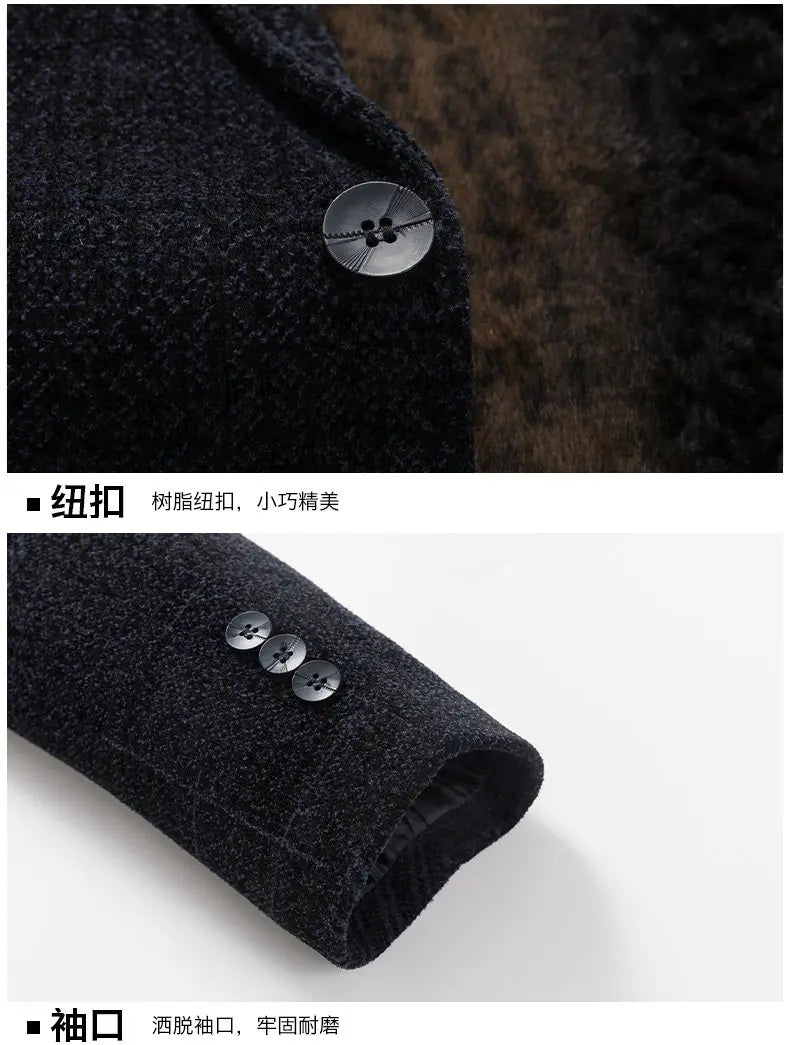 2025 Men's Casual Business Suit Coat with Fur High-Quality Fashionable Stylish Versatile Outerwear for Men