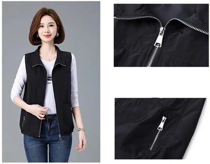 Spring Autumn Women's Vest Jacket Coats 2025 New Solid Sleeveless Jacket Female Waistcoat Casual Tops Outerwear Chaleco Mujer