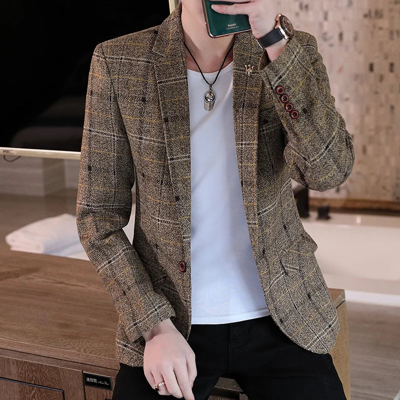 Men's Slim Fit Business Casual Shirt 2025 Korean Fashion Handsome All Seasons Polyester Boutique Style