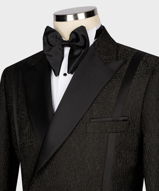 Leisure Men's Suit 2 Pieces Appliques Lapel Blazer Pants Bow Collar Wedding Tuxedos Work Business Formal Customized M7160