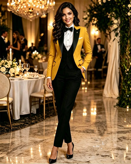 Elegant Women's Suits 3 Pieces Tailor Made Wedding Outfits Party Wear Dinner Paintsuit (Blazer+Vest+Pants)