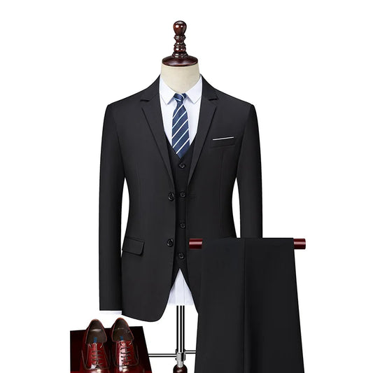 Men's Smart Casual Suit for Wedding, Banquet & Stage Performance – Solid Color, Single Breasted