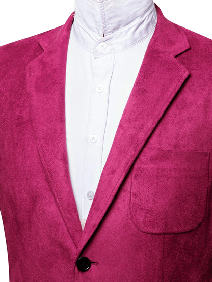 Vintage Mens Suede Blazer Jacket Casual Business Single Breasted Suit Coat Long Sleeve Patch Pocket Blazer for Office Streetwear