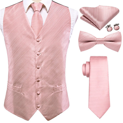 Men's Suit Vest Set – Broadcloth Waistcoat with Tie, Bowtie, Hanky & Cufflinks for Weddings & Office