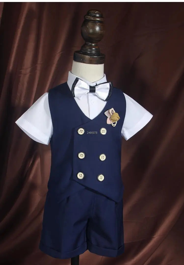 Little Boys Wedding Suit Children Photography Dress Kids Stage Performance Formal Blazer Suit Baby Birthday Ceremony Costume