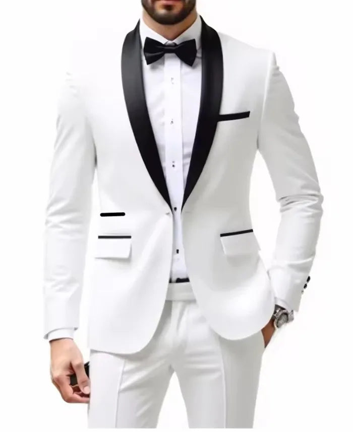 Ensemble 2 pièces pour homme, costume de mariage ou d'affaires, veste à un bouton et pantalon, ensemble veste slim fit