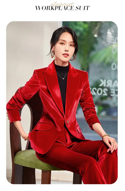 High-end Velvet Suit for Women2024Autumn Winter New High-end Professional Fashionable Elegant Capable Suit