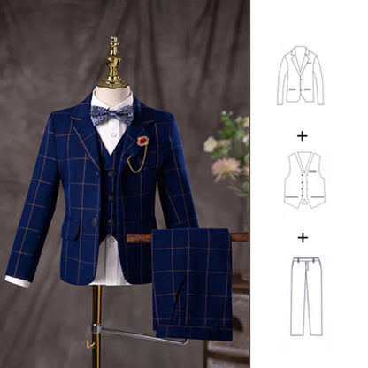 Flower Boys Wedding Suit Children Birhtday Photograph Dress Kids Fromal Blazer Set School Child Graduation Performance Costume
