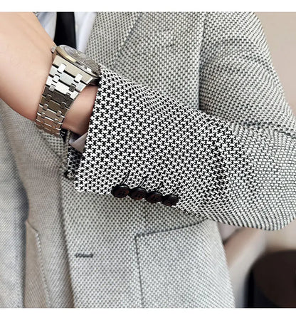 New Lmitation Linen Woven Slim Fit Suit Jacket Men Fashion Casual Business Blazers Wedding Social Party Dress Coats 4XL-M