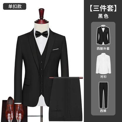 Men's 3-Piece Slim Fit Suit – Single Breasted Blazer, Vest & Pants for Business, Wedding & Smart Casual Wear