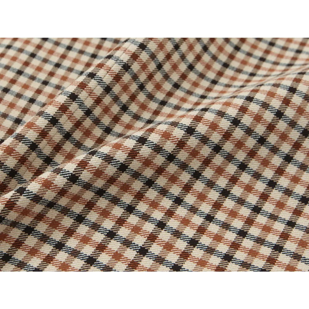 Stylish Plaid Pant Suits for Women New in Commuting Style Two Pieces Straight Plaid Blazer Matching Tonal Pleated Wide Leg Pants