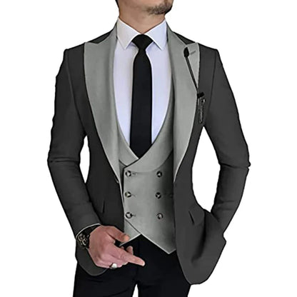 Groom suits Wear Party Wedding and Business Prom suits Slim Fit Peak Lapel Suit 3 Piece (Jacket +Vest+ Pants) Costume Homme