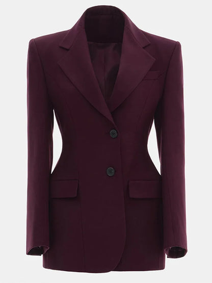 Women's Autumn Winter Slim Waist Chic Blazer Coats Office Ladies Double Breasted Fashion Suits Jacket Women Clothing