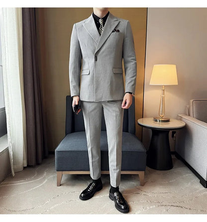 Men's 3-Piece Slim Fit Suit Set – Jacket, Vest & Pants for Wedding, Prom & Business