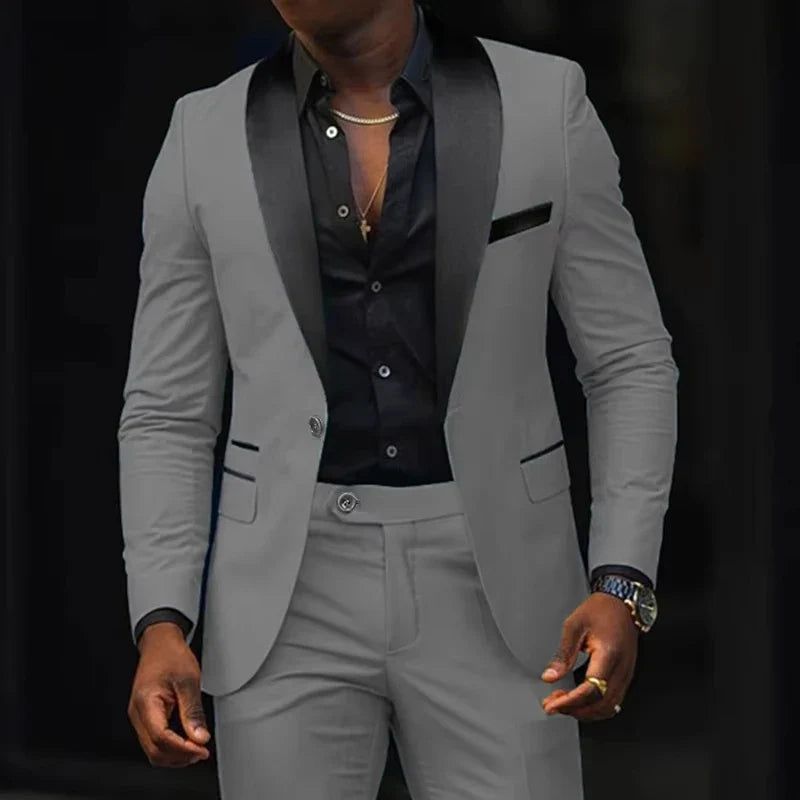 Men's 2-Piece Single Breasted Slim Fit Business Suit – Blazer & Pant Set