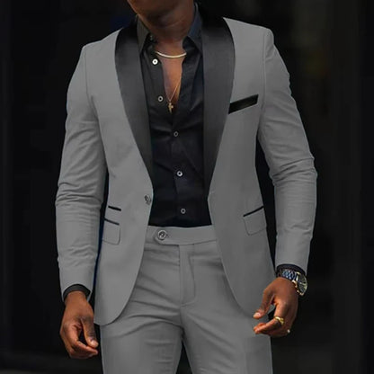 Men's 2-Piece Single Breasted Slim Fit Business Suit – Blazer & Pant Set