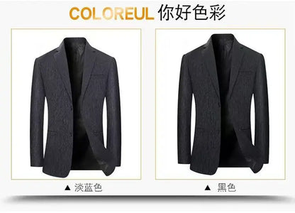 Men's Smart Casual Blazer Single Breasted Spring Autumn Jacket Black Dark Blue