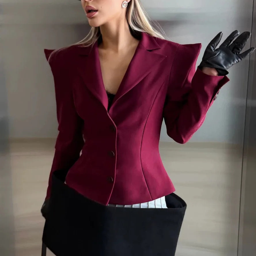 Fall,Winter,European,Clothes,Shoulder pad，Suit coat,Sexy,Patchwork,Elegance,Women,Tops,Long Sleeve,Slim,Hot,Jacket,New,6721001
