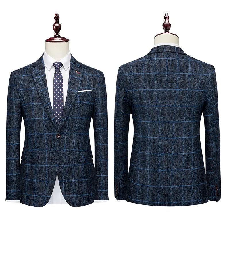 Men's 2025 Three-piece Suit Set One Button Fashion Wedding Business Casual Work Formal Vest Trousers M-5XL