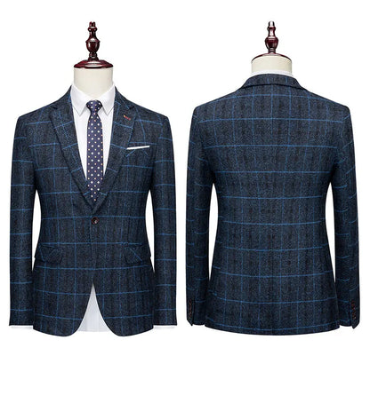 Men's 2025 Three-piece Suit Set One Button Fashion Wedding Business Casual Work Formal Vest Trousers M-5XL