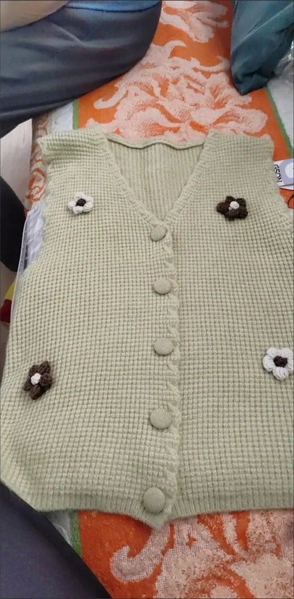 Women Knitted Tank Top Autumn New Sweet And Fresh Short Loose Sleeveless Sweater Cardigan Women's Knitted Vest