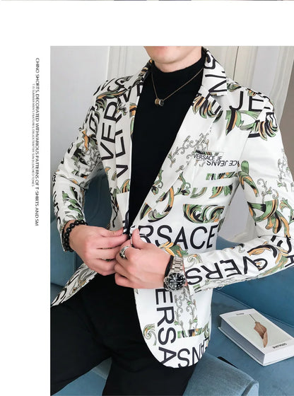 Men's Blazer Suit Jacket 2025 Spring New Fashion Korean Slim Suit Jacket Social Prom Dress Jacket Men's High Quality Clothing